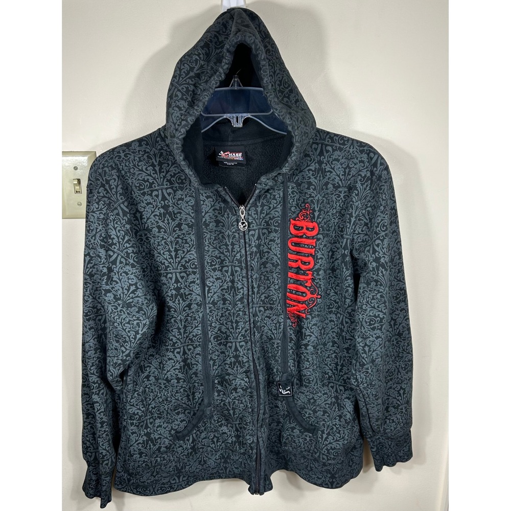 Chase Authentics Jeff Burton NASCAR Zip Hoodie Men XL Black Damask 31 Racing Y2K